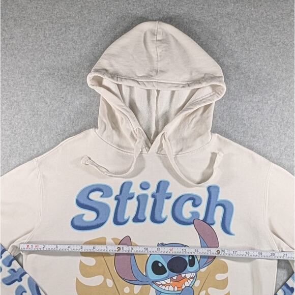 Disney Lilo & Stitch Hoodie Ohana Beige Pullover Sweatshirt Women’s Size L - Picture 7 of 7